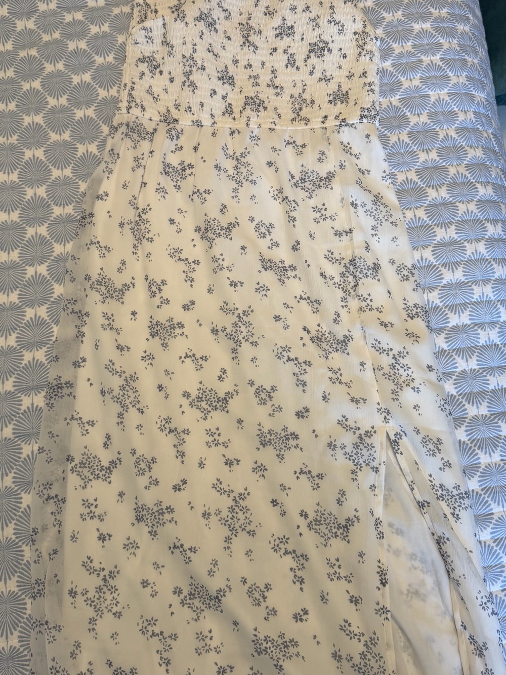 Abercrombie & Fitch Cream Maxi Dress with Blue Floral Print